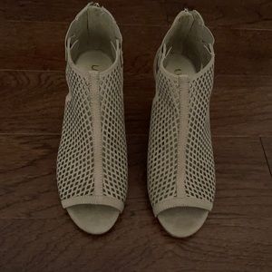 Brand New Tan Peep Toe Booties (8.5)